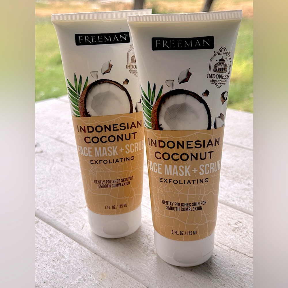 Freeman Indonesian Coconut Face Mask Scrub Unisex Exfoliate 6 oz. - Set of 2